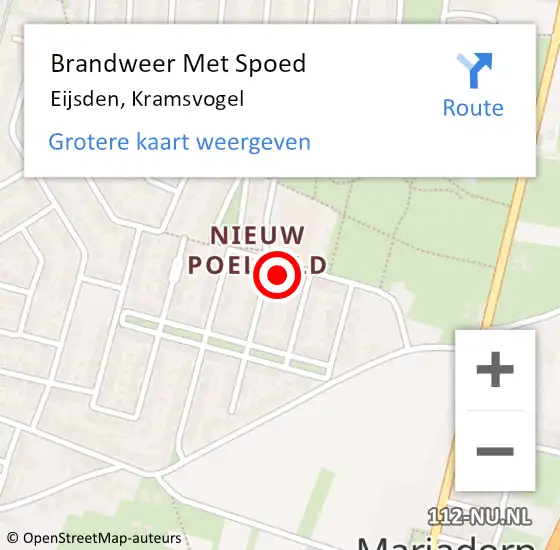 Locatie op kaart van de 112 melding: Brandweer Met Spoed Naar Eijsden, Kramsvogel op 24 maart 2022 15:23