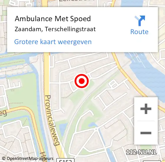 Locatie op kaart van de 112 melding: Ambulance Met Spoed Naar Zaandam, Terschellingstraat op 24 maart 2022 15:45