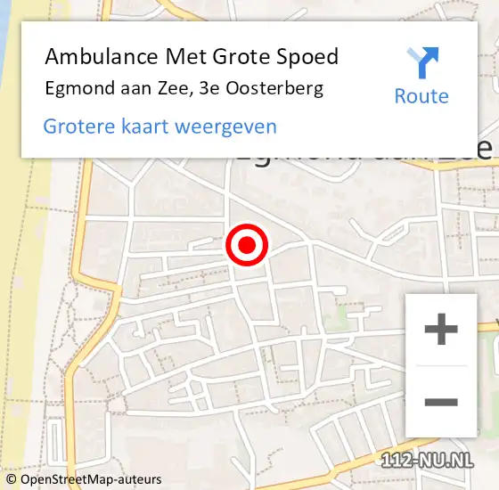 Locatie op kaart van de 112 melding: Ambulance Met Grote Spoed Naar Egmond aan Zee, 3e Oosterberg op 24 maart 2022 15:51