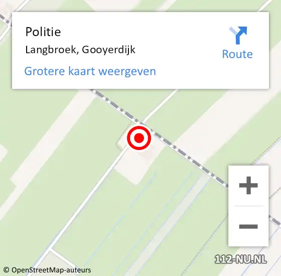 Locatie op kaart van de 112 melding: Politie Langbroek, Gooyerdijk op 24 maart 2022 15:52
