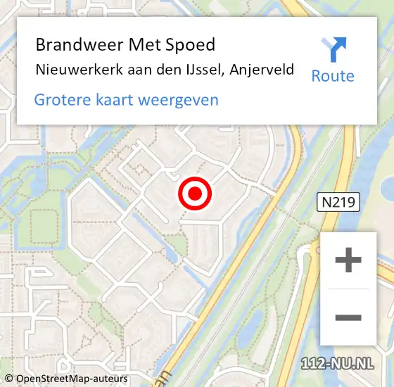 Locatie op kaart van de 112 melding: Brandweer Met Spoed Naar Nieuwerkerk aan den IJssel, Anjerveld op 24 maart 2022 15:53