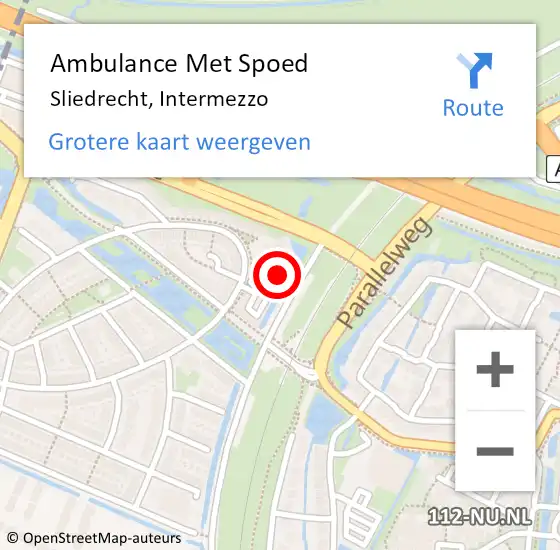 Locatie op kaart van de 112 melding: Ambulance Met Spoed Naar Sliedrecht, Intermezzo op 24 maart 2022 16:11