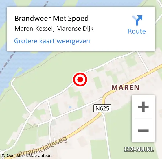 Locatie op kaart van de 112 melding: Brandweer Met Spoed Naar Maren-Kessel, Marense Dijk op 24 maart 2022 16:16
