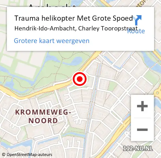 Locatie op kaart van de 112 melding: Trauma helikopter Met Grote Spoed Naar Hendrik-Ido-Ambacht, Charley Tooropstraat op 24 maart 2022 16:18