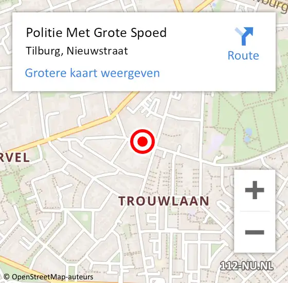 Locatie op kaart van de 112 melding: Politie Met Grote Spoed Naar Tilburg, Nieuwstraat op 24 maart 2022 16:32