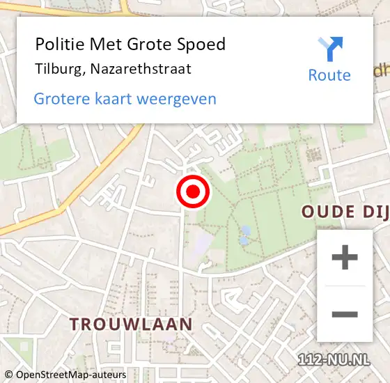 Locatie op kaart van de 112 melding: Politie Met Grote Spoed Naar Tilburg, Nazarethstraat op 24 maart 2022 16:33