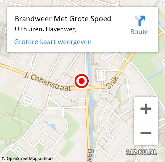 Locatie op kaart van de 112 melding: Brandweer Met Grote Spoed Naar Uithuizen, Havenweg op 24 maart 2022 16:51