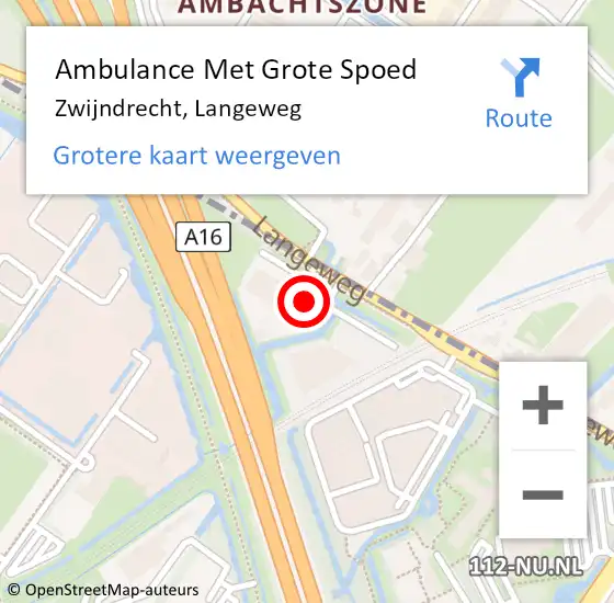 Locatie op kaart van de 112 melding: Ambulance Met Grote Spoed Naar Zwijndrecht, Langeweg op 24 maart 2022 17:00