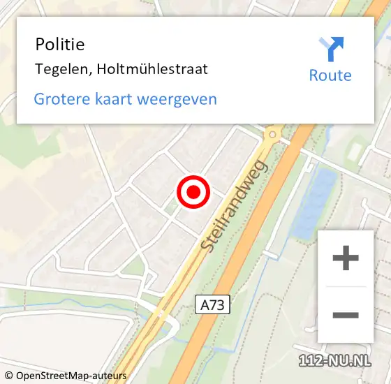 Locatie op kaart van de 112 melding: Politie Tegelen, Holtmühlestraat op 24 maart 2022 17:31