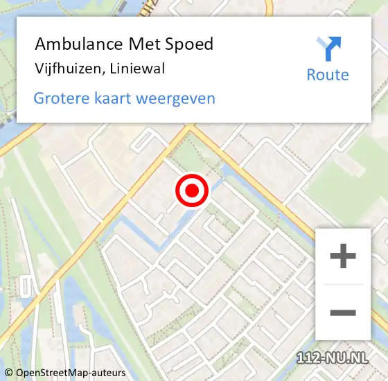 Locatie op kaart van de 112 melding: Ambulance Met Spoed Naar Vijfhuizen, Liniewal op 24 maart 2022 17:32