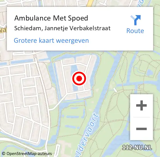 Locatie op kaart van de 112 melding: Ambulance Met Spoed Naar Schiedam, Jannetje Verbakelstraat op 24 maart 2022 17:35