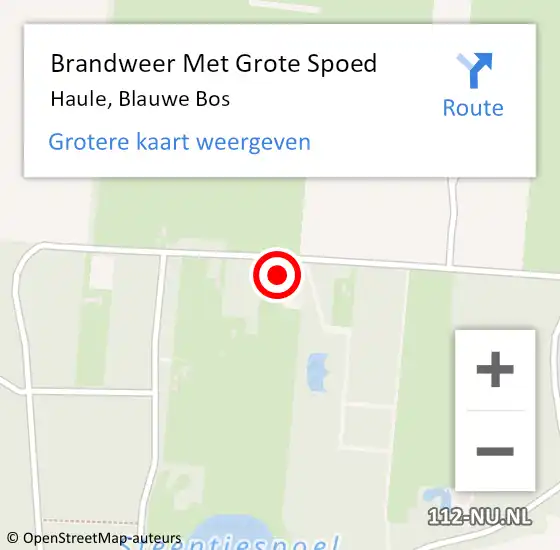 Locatie op kaart van de 112 melding: Brandweer Met Grote Spoed Naar Haule, Blauwe Bos op 24 maart 2022 17:48