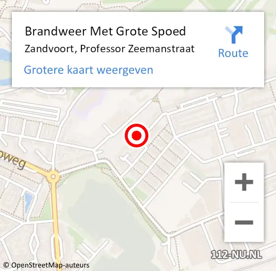 Locatie op kaart van de 112 melding: Brandweer Met Grote Spoed Naar Zandvoort, Professor Zeemanstraat op 24 maart 2022 18:07