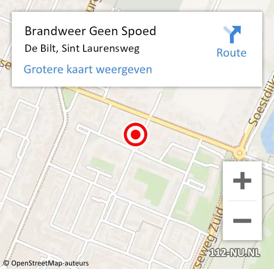 Locatie op kaart van de 112 melding: Brandweer Geen Spoed Naar De Bilt, Sint Laurensweg op 24 maart 2022 18:08