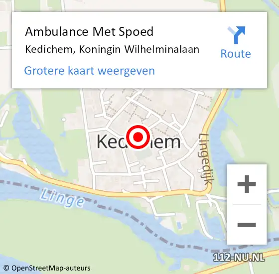 Locatie op kaart van de 112 melding: Ambulance Met Spoed Naar Kedichem, Koningin Wilhelminalaan op 24 maart 2022 18:18