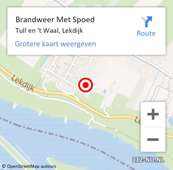 Locatie op kaart van de 112 melding: Brandweer Met Spoed Naar Tull en 't Waal, Lekdijk op 24 maart 2022 18:24