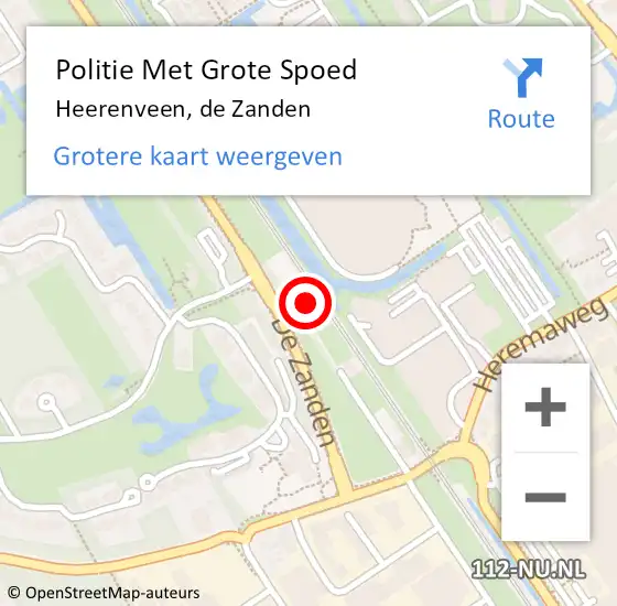 Locatie op kaart van de 112 melding: Politie Met Grote Spoed Naar Heerenveen, de Zanden op 24 maart 2022 18:24