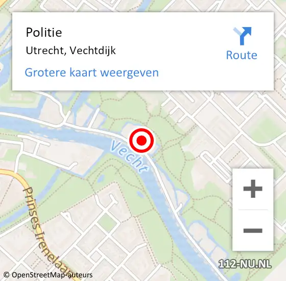 Locatie op kaart van de 112 melding: Politie Utrecht, Vechtdijk op 24 maart 2022 18:26