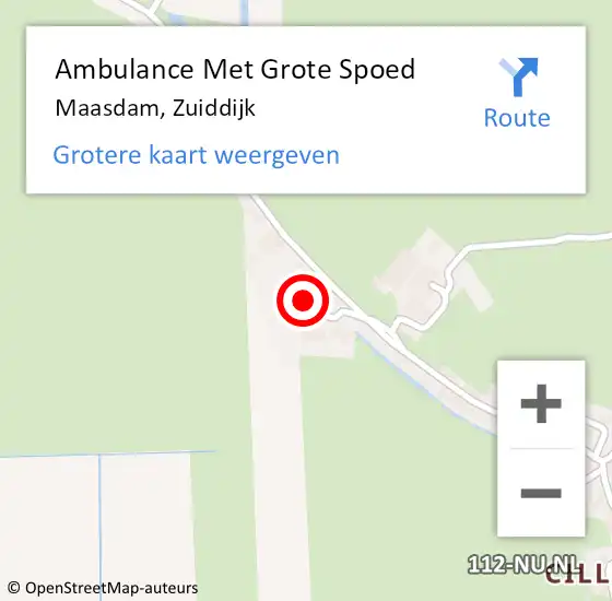 Locatie op kaart van de 112 melding: Ambulance Met Grote Spoed Naar Maasdam, Zuiddijk op 24 maart 2022 18:57