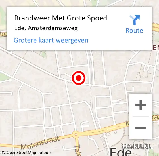 Locatie op kaart van de 112 melding: Brandweer Met Grote Spoed Naar Ede, Amsterdamseweg op 24 maart 2022 19:17