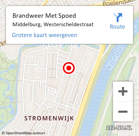 Locatie op kaart van de 112 melding: Brandweer Met Spoed Naar Middelburg, Westerscheldestraat op 24 maart 2022 19:22