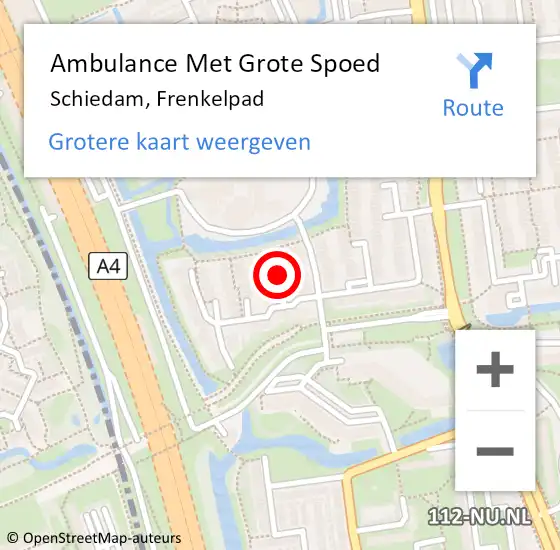 Locatie op kaart van de 112 melding: Ambulance Met Grote Spoed Naar Schiedam, Frenkelpad op 24 maart 2022 19:45