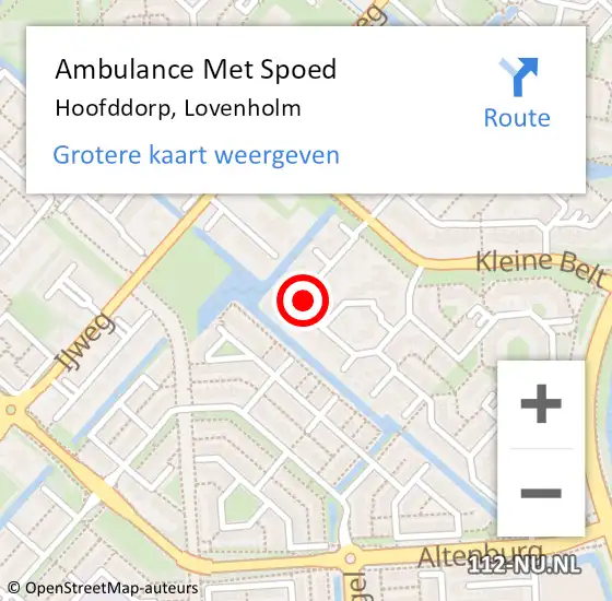 Locatie op kaart van de 112 melding: Ambulance Met Spoed Naar Hoofddorp, Lovenholm op 24 maart 2022 20:10