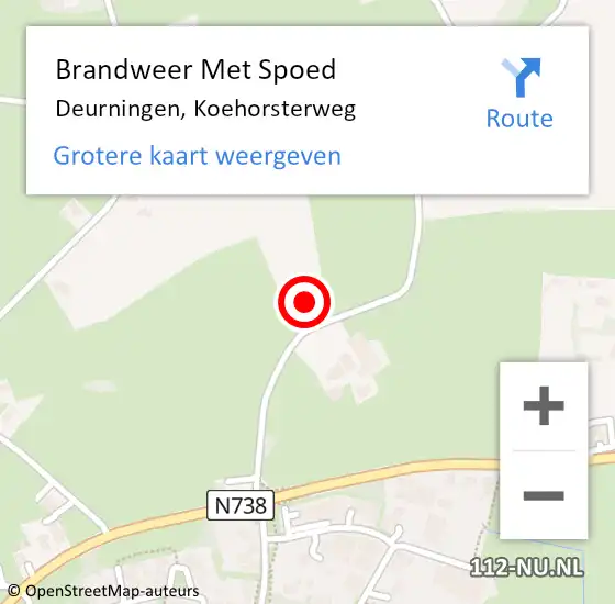 Locatie op kaart van de 112 melding: Brandweer Met Spoed Naar Deurningen, Koehorsterweg op 24 maart 2022 20:21