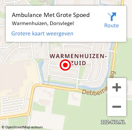 Locatie op kaart van de 112 melding: Ambulance Met Grote Spoed Naar Warmenhuizen, Dorsvlegel op 24 maart 2022 20:30