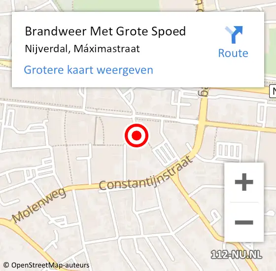 Locatie op kaart van de 112 melding: Brandweer Met Grote Spoed Naar Nijverdal, Máximastraat op 24 maart 2022 20:51