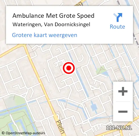 Locatie op kaart van de 112 melding: Ambulance Met Grote Spoed Naar Wateringen, Van Doornicksingel op 24 maart 2022 20:52