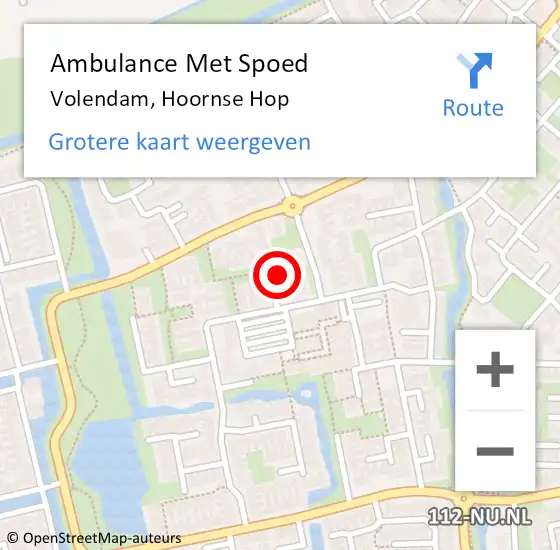 Locatie op kaart van de 112 melding: Ambulance Met Spoed Naar Volendam, Hoornse Hop op 24 maart 2022 21:31