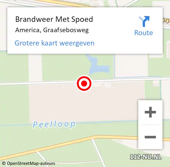 Locatie op kaart van de 112 melding: Brandweer Met Spoed Naar America, Graafsebosweg op 24 maart 2022 21:37