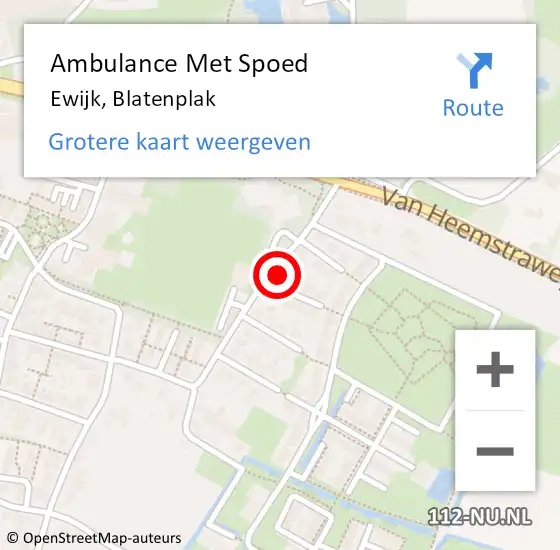 Locatie op kaart van de 112 melding: Ambulance Met Spoed Naar Ewijk, Blatenplak op 24 maart 2022 21:46