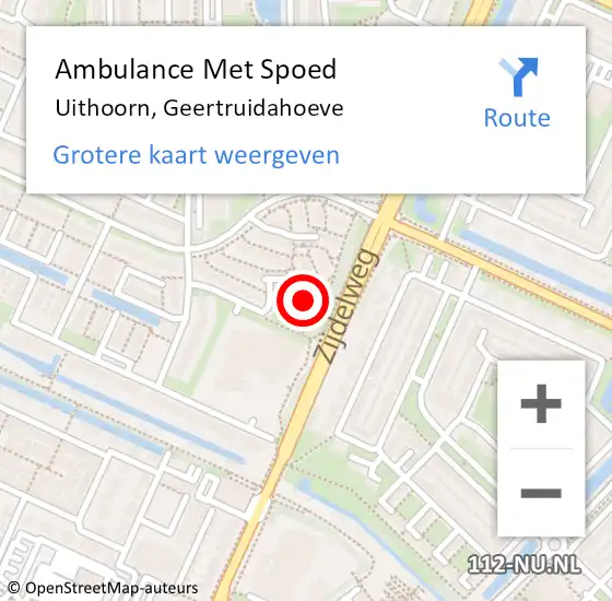 Locatie op kaart van de 112 melding: Ambulance Met Spoed Naar Uithoorn, Geertruidahoeve op 24 maart 2022 21:50