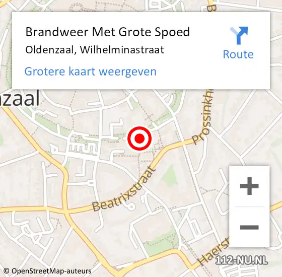 Locatie op kaart van de 112 melding: Brandweer Met Grote Spoed Naar Oldenzaal, Wilhelminastraat op 24 maart 2022 21:53