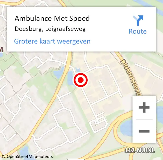 Locatie op kaart van de 112 melding: Ambulance Met Spoed Naar Doesburg, Leigraafseweg op 24 maart 2022 21:58