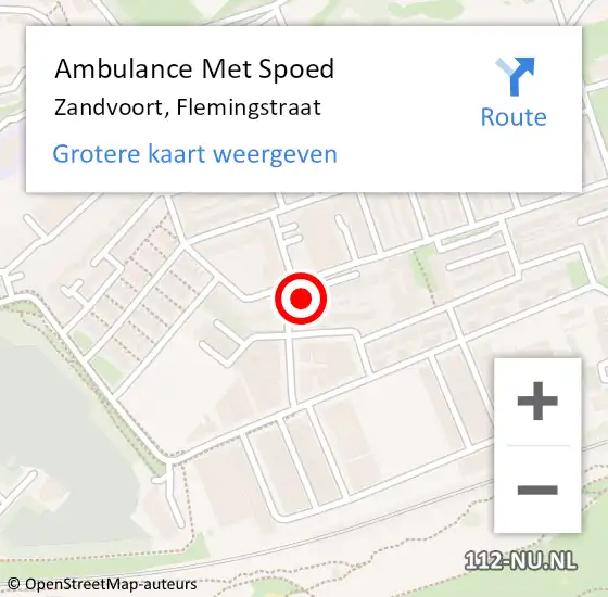 Locatie op kaart van de 112 melding: Ambulance Met Spoed Naar Zandvoort, Flemingstraat op 24 maart 2022 22:56