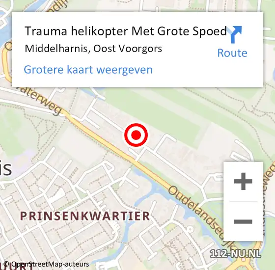 Locatie op kaart van de 112 melding: Trauma helikopter Met Grote Spoed Naar Middelharnis, Oost Voorgors op 24 maart 2022 23:02