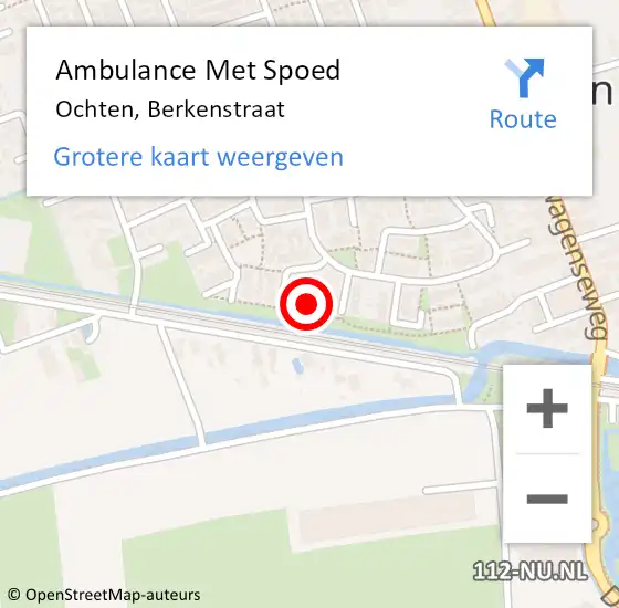 Locatie op kaart van de 112 melding: Ambulance Met Spoed Naar Ochten, Berkenstraat op 24 maart 2022 23:23