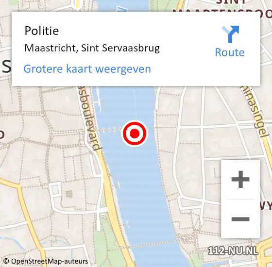 Locatie op kaart van de 112 melding: Politie Maastricht, Sint Servaasbrug op 24 maart 2022 23:26