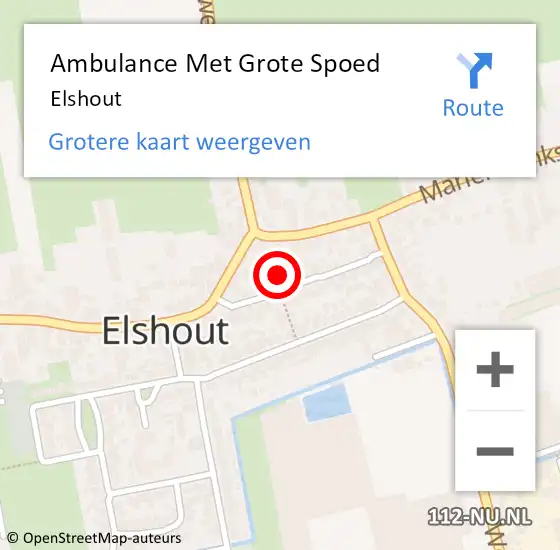 Locatie op kaart van de 112 melding: Ambulance Met Grote Spoed Naar Elshout op 24 maart 2022 23:36