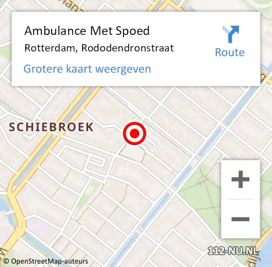Locatie op kaart van de 112 melding: Ambulance Met Spoed Naar Rotterdam, Rododendronstraat op 24 maart 2022 23:38