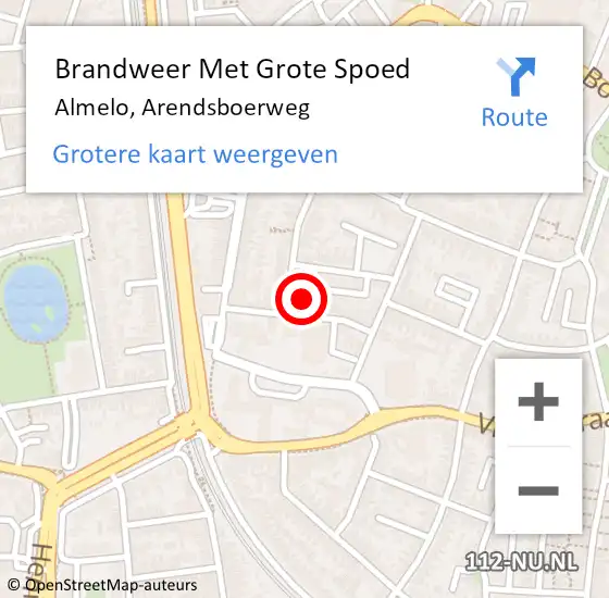 Locatie op kaart van de 112 melding: Brandweer Met Grote Spoed Naar Almelo, Arendsboerweg op 24 maart 2022 23:50