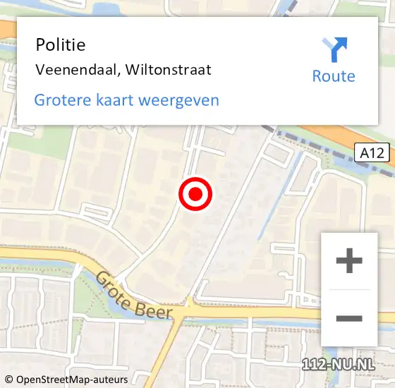 Locatie op kaart van de 112 melding: Politie Veenendaal, Wiltonstraat op 24 maart 2022 23:58