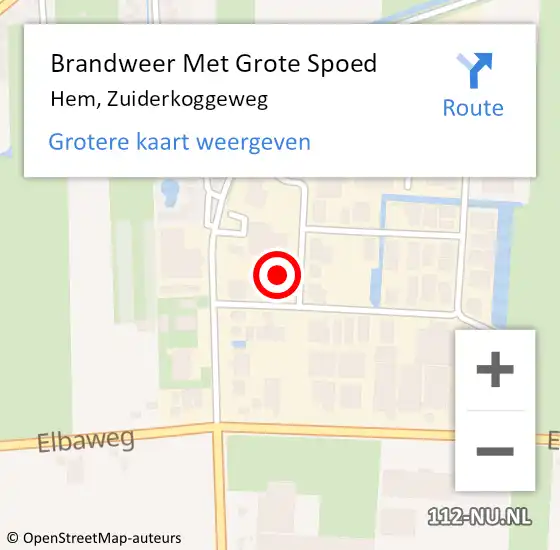 Locatie op kaart van de 112 melding: Brandweer Met Grote Spoed Naar Hem, Zuiderkoggeweg op 25 maart 2022 00:11