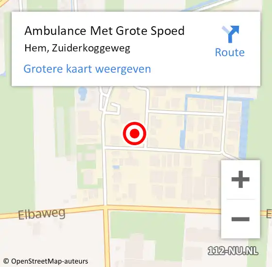 Locatie op kaart van de 112 melding: Ambulance Met Grote Spoed Naar Hem, Zuiderkoggeweg op 25 maart 2022 01:00