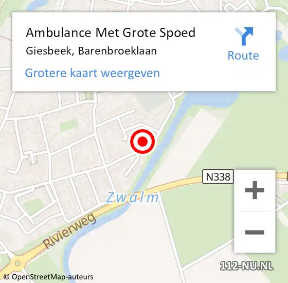 Locatie op kaart van de 112 melding: Ambulance Met Grote Spoed Naar Giesbeek, Barenbroeklaan op 25 maart 2022 01:18