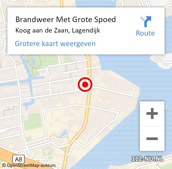 Locatie op kaart van de 112 melding: Brandweer Met Grote Spoed Naar Koog aan de Zaan, Lagendijk op 25 maart 2022 01:20