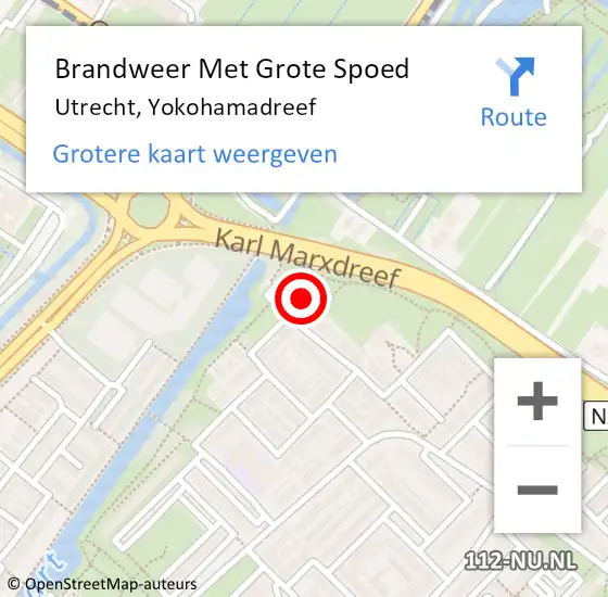 Locatie op kaart van de 112 melding: Brandweer Met Grote Spoed Naar Utrecht, Yokohamadreef op 25 maart 2022 02:35